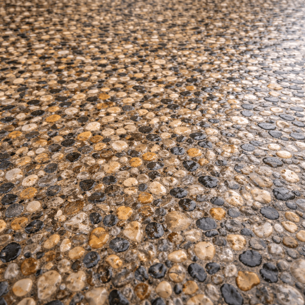Driveway sealing Calgary — exposed aggregate concrete sealed and refreshed